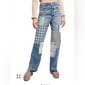Free people patchwork jeans